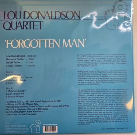 Lou Donaldson Quartet Featuring Herman Foster – 'Forgotten Man' LP Album record
