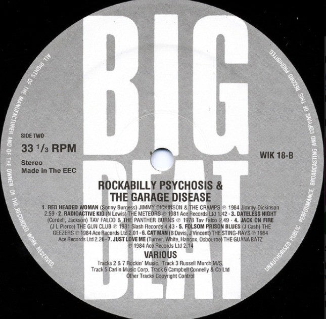 Rockabilly Psychosis And The Garage Disease LP Album vinyl record compilation