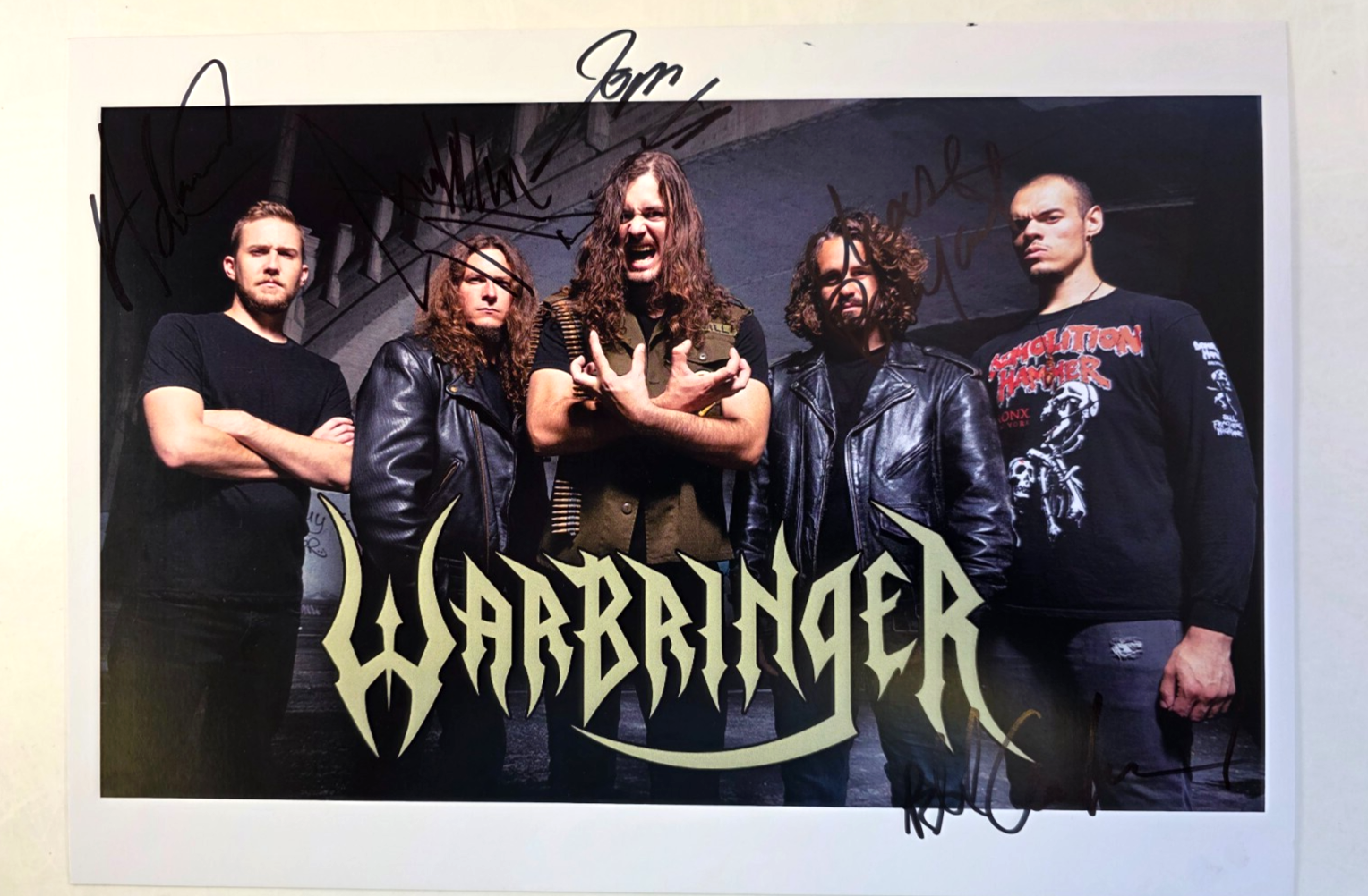 Warbringer HAND Signed presentation size A4 on glossy print By the band