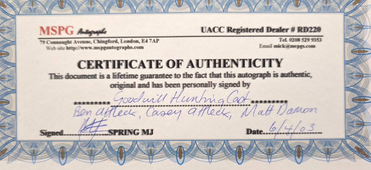 Goodwill Hunting Cast Hand Signed Photo autograph Size A4 with Cert 3 Actors