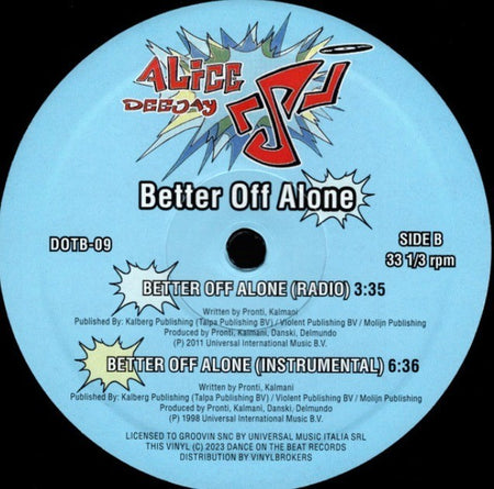 Alice Deejay – Better Off Alone 12" vinyl record black 2023 official reissue