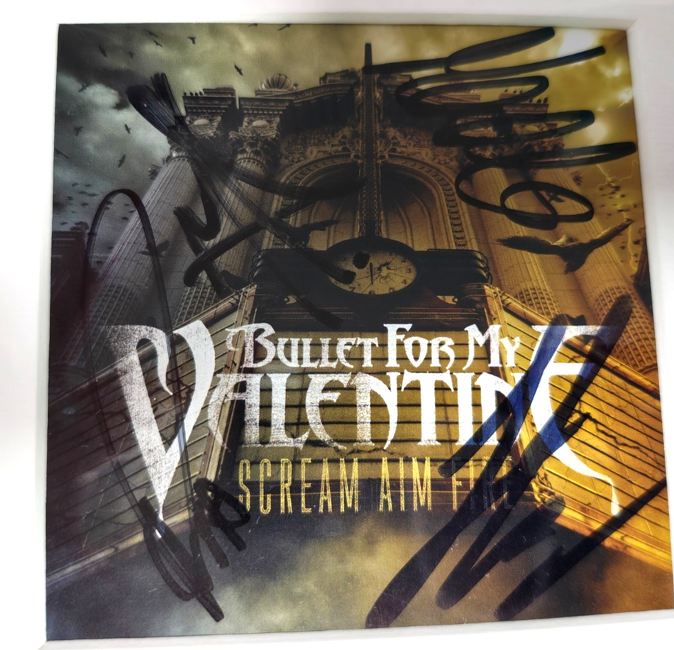Bullet for my Valentine Hand Signed presentation 12" x 18" by the Band Autograph