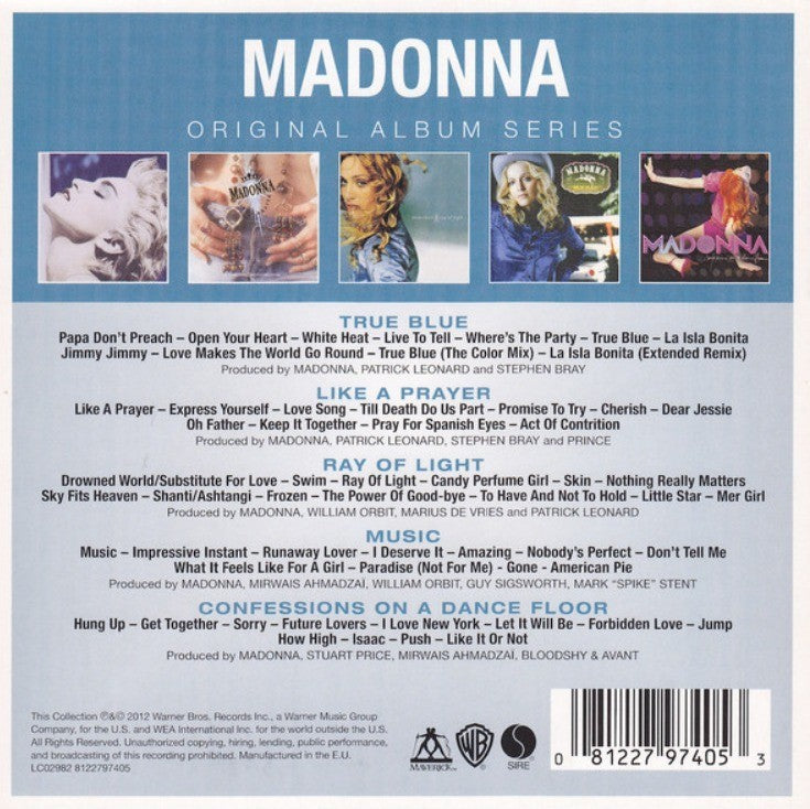 Madonna Original Album Series CD Boxset 5 Disc Set on Warner 2012 compilation
