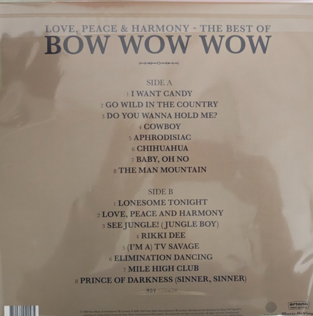 Bow Wow Wow Love Peace & Harmony The Best Of Bow Wow Wow LP Album vinyl record