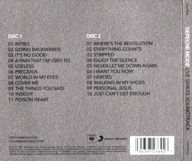 Depeche Mode – Live Spirits Soundtrack CD Album in Digipak on Sony 2020