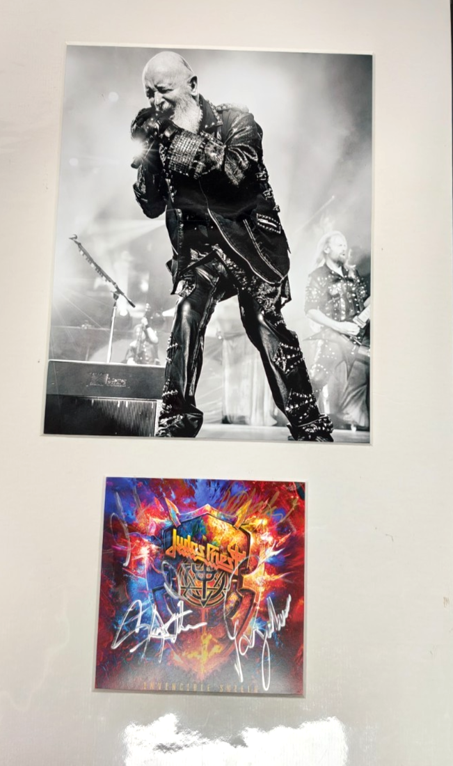 Judas Priest Hand Signed presentation 12" x 18" by Band Members Autograph
