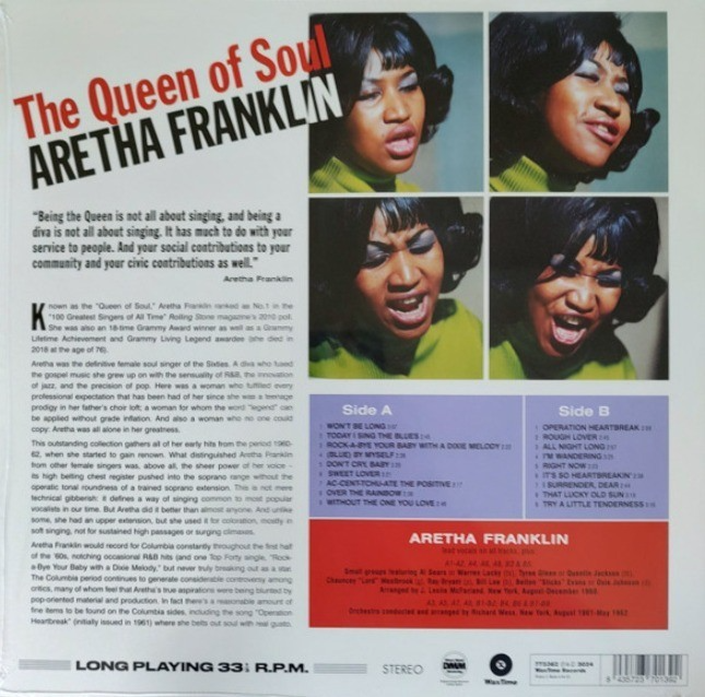 Aretha Franklin The Queen of Soul LP Album vinyl record Limited Compilation 180g