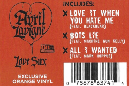 Avril Lavigne Love Sux LP Album vinyl record 2022 limited Orange on DTA