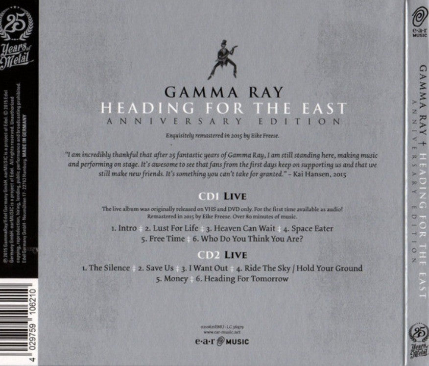 Gamma Ray Heading For The East CD Album Reissue Remastered expanded  2017