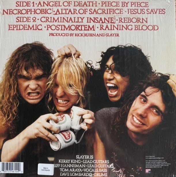 SlayerReign In Blood LP Album vinyl record remastered 2024 reissue on Amercian