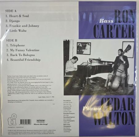 Ron Carter / Cedar Walton Duo Heart & Soul  LP Album vinyl record 180gram 2024