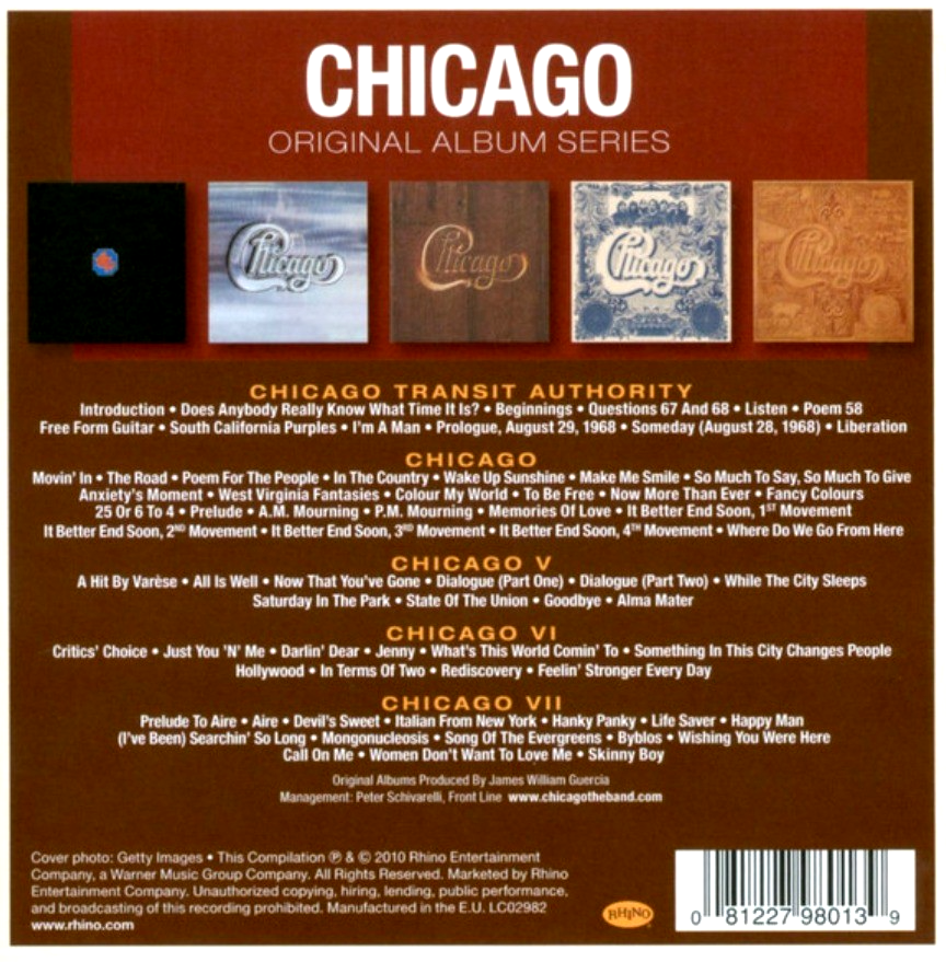 Chicago Original Album Classics CD Boxset 5 Disc Set on Rhino 2010 reissue