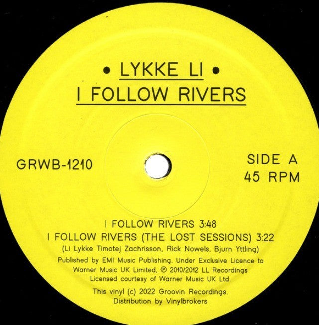 Lykke Li I Follow Rivers 12" vinyl record remastered 2026 on Groovin Recordings