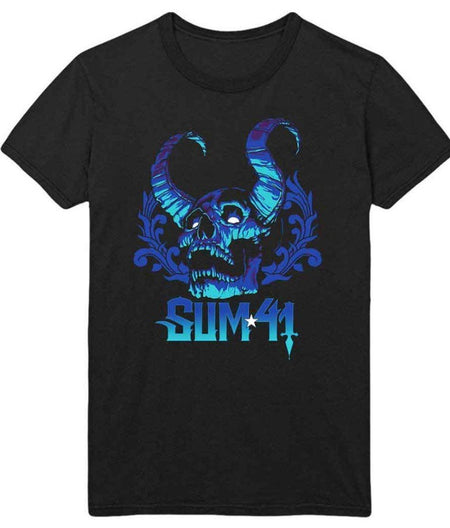 Sum 41 – Unisex T‑Shirt: Blue Demon (Black) (Back Print) – Large Official Merch