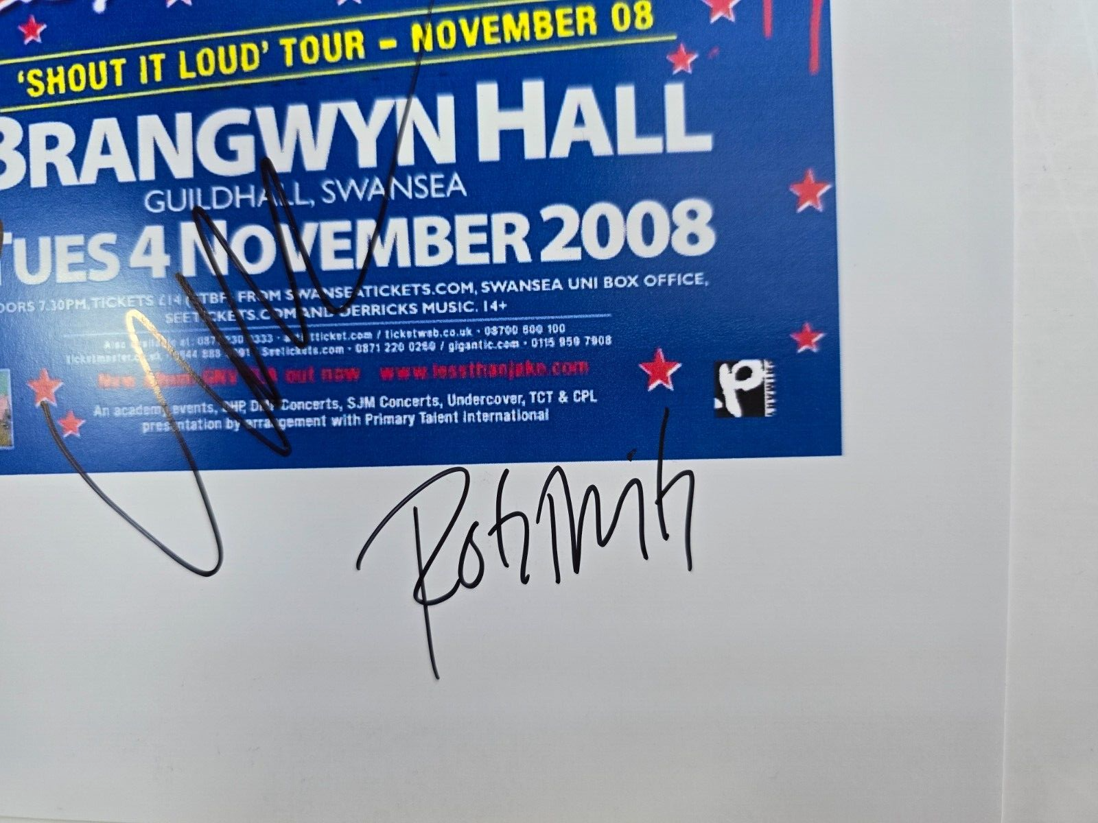 Less than Jake Hand Signed presentation A4 on glossy print by Band Members