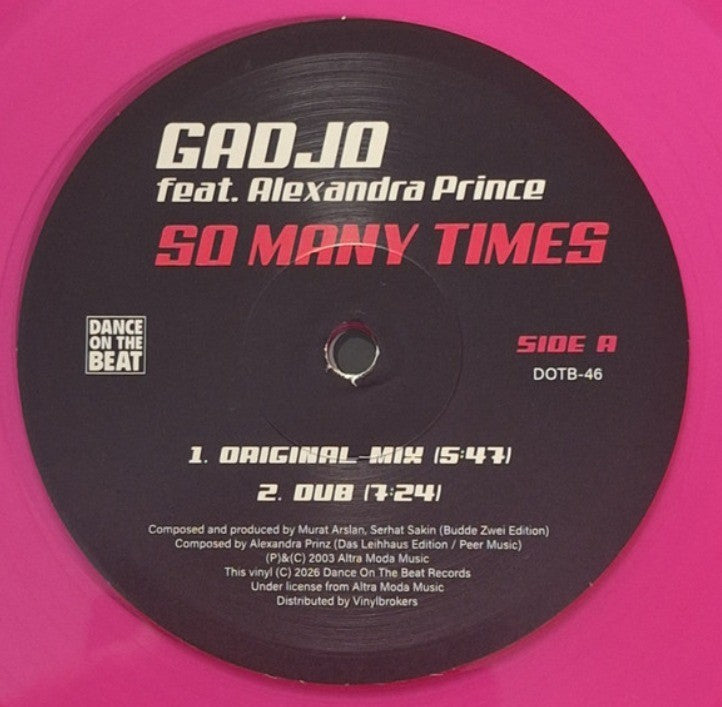 Gadjo Featuring Alexandra Prince So Many Times 12" vinyl record limited pink