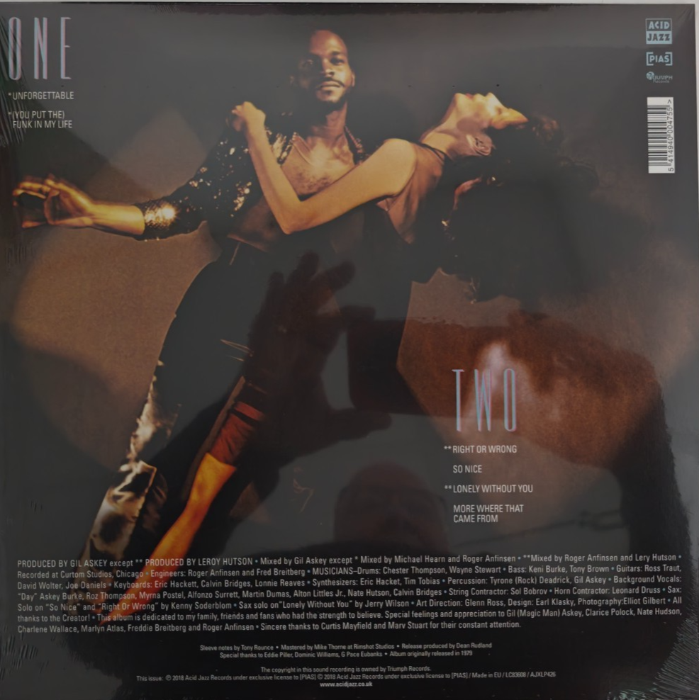 Leroy Hutson Unforgettable LP Album vinyl record 2018 Reissue on Acid Jazz