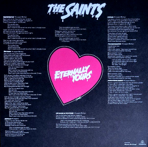 The Saints  Eternally Yours LP Album vinyl record 2025 reissue black  180 gram