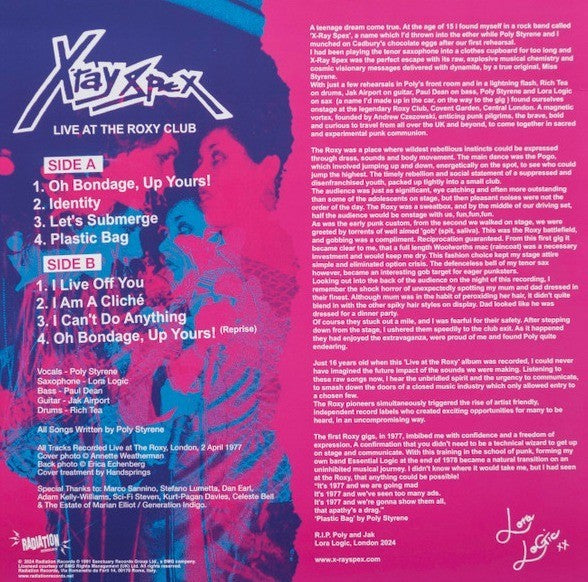 X-Ray Spex Live At The Roxy Club LP Album vinyl record Radiation limited White