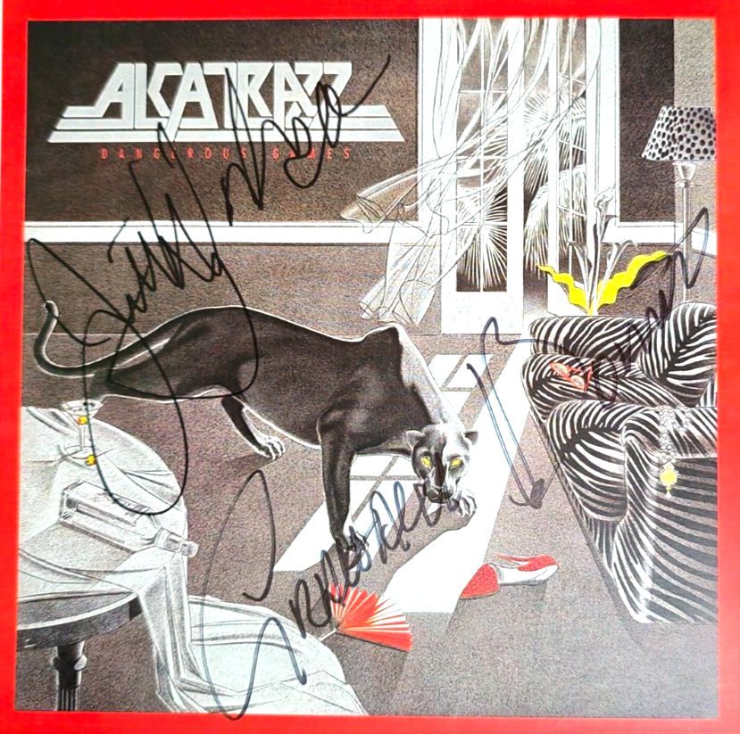 Alcatrazz Hand Signed presentation A4 on glossy print Autograph by band