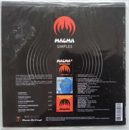 Magma– Simples Limited edition 10" numbered EP Album vinyl record RSD 2021