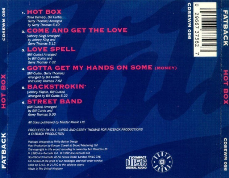 Fatback Hot Box CD Album reissue 1992 on Southbound