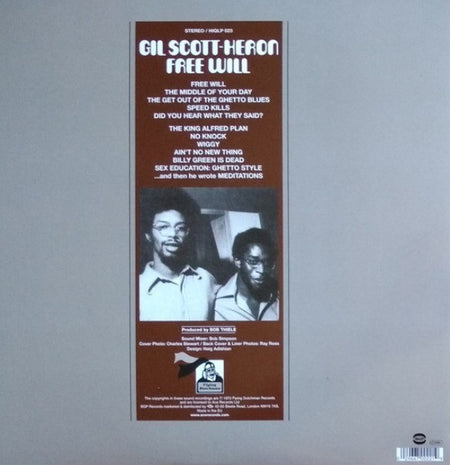 Gil Scott-Heron Free Will LP Album Vinyl Record 2014 remastered reissue on BGP