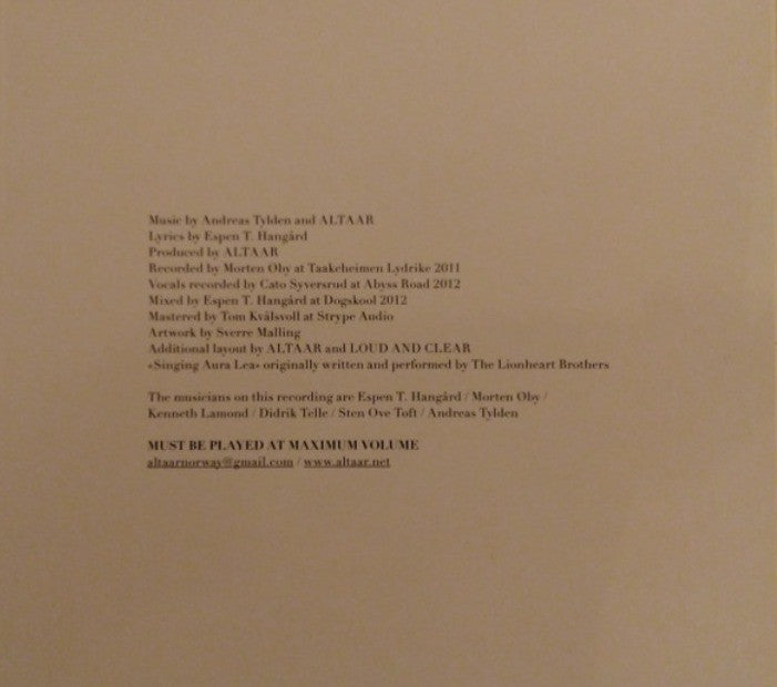 Altaar Altaar CD Album 2013 on Indie Recordings in digisleeve