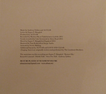 Altaar Altaar CD Album 2013 on Indie Recordings in digisleeve