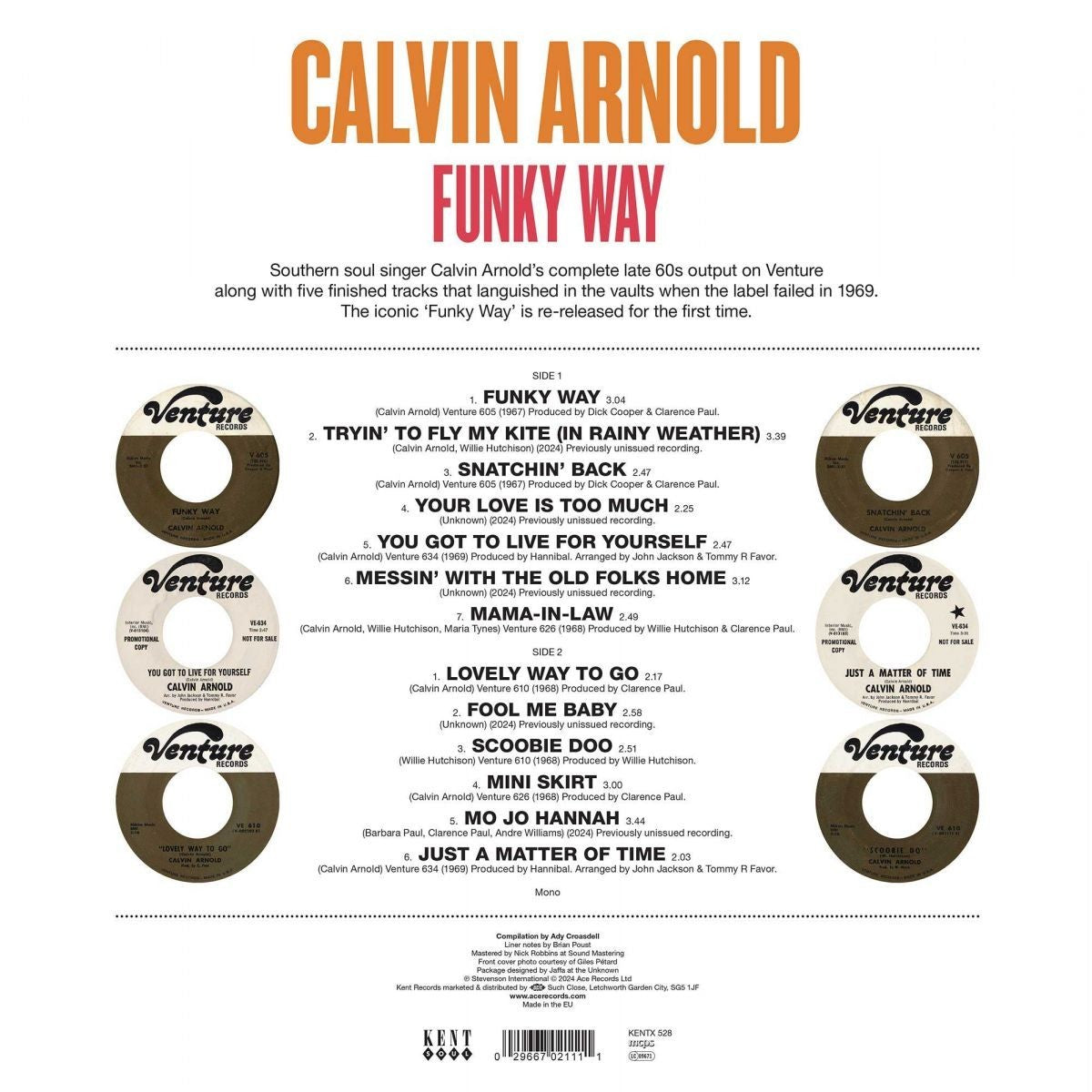 Calvin Arnold Funky Way Venture Recordings 1967-1969 LP Album Vinyl record 2025
