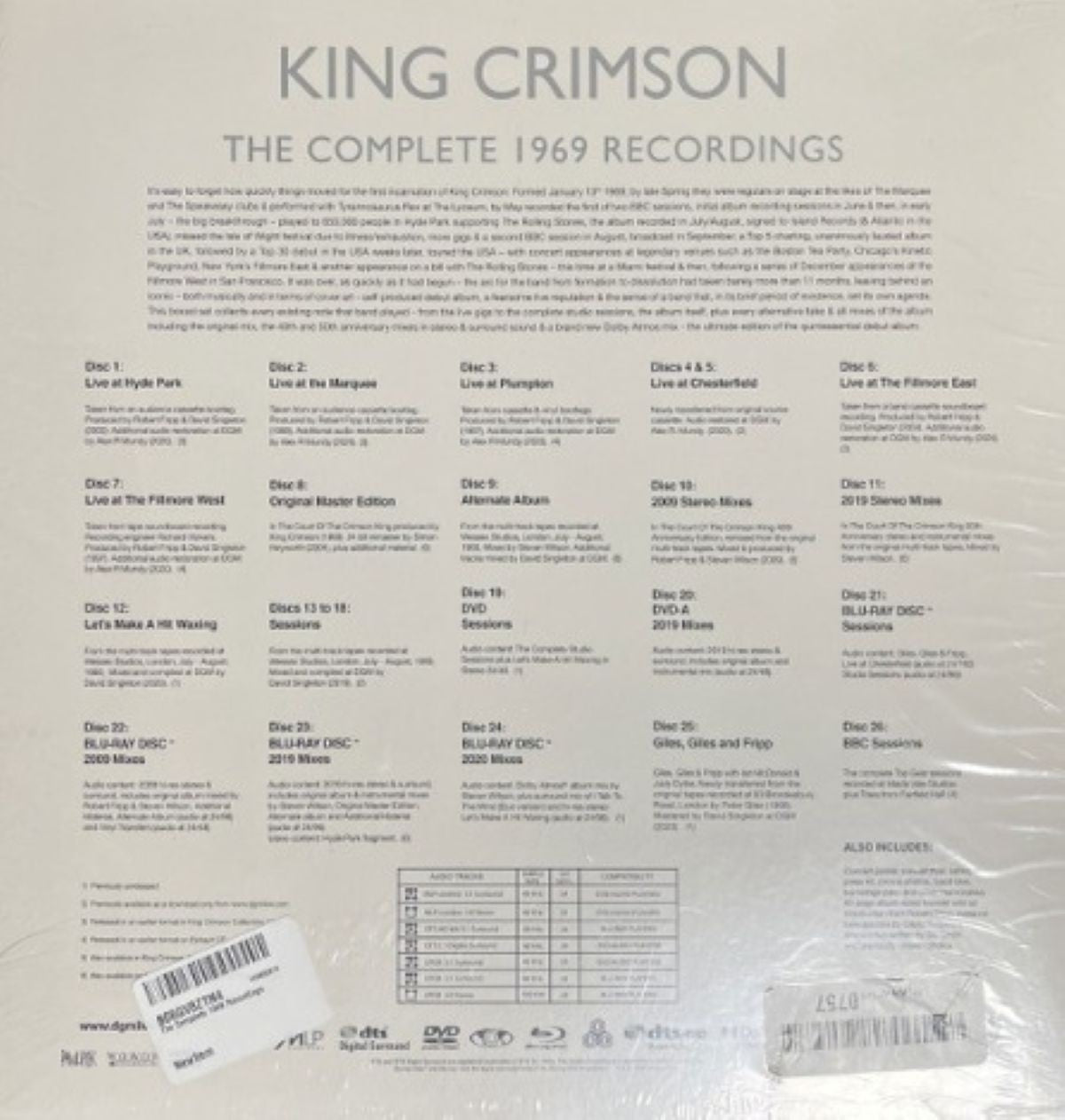 King Crimson The Complete 1969 Recordings 16 Disc CD Blu-Ray Limited Boxset 2020