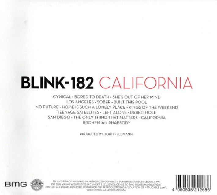 Blink-182 – California  CD Album 2016 in digipak on BMG Punk rock