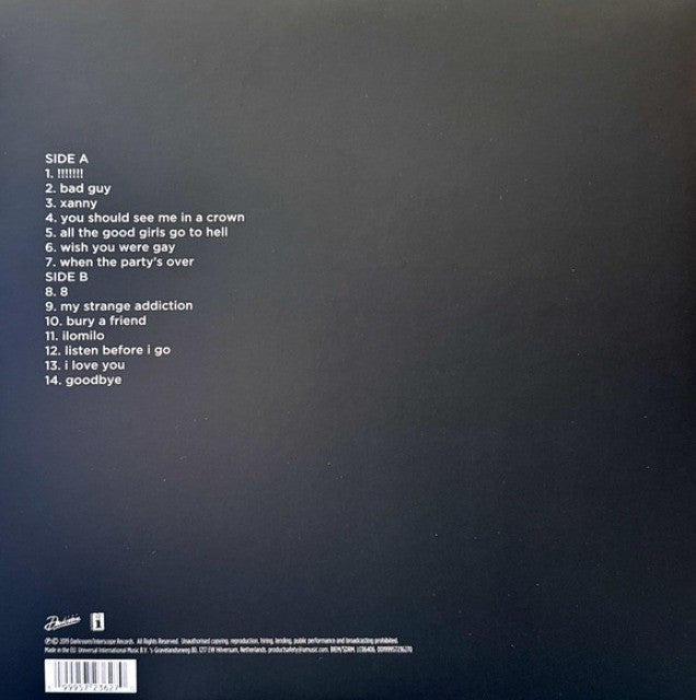 Billie Eilish When We All Fall Asleep, Where Do We Go? LP Album vinyl record