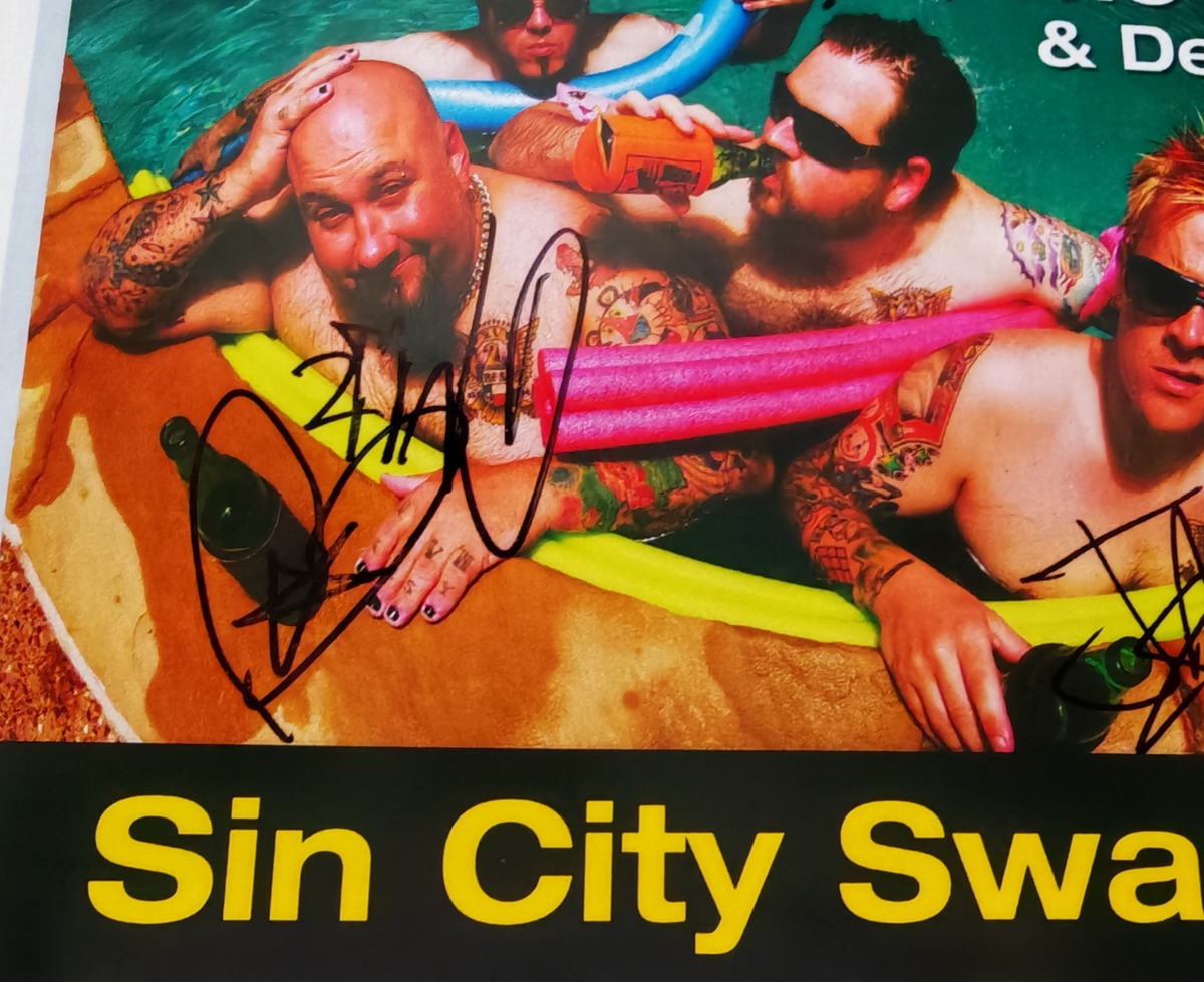 Bowling for Soup Hand Signed presentation A4 on glossy print by the band