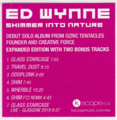 Ed Wynne Shimmer Into Nature CD album in digipak 2020 prog rock on Kscope