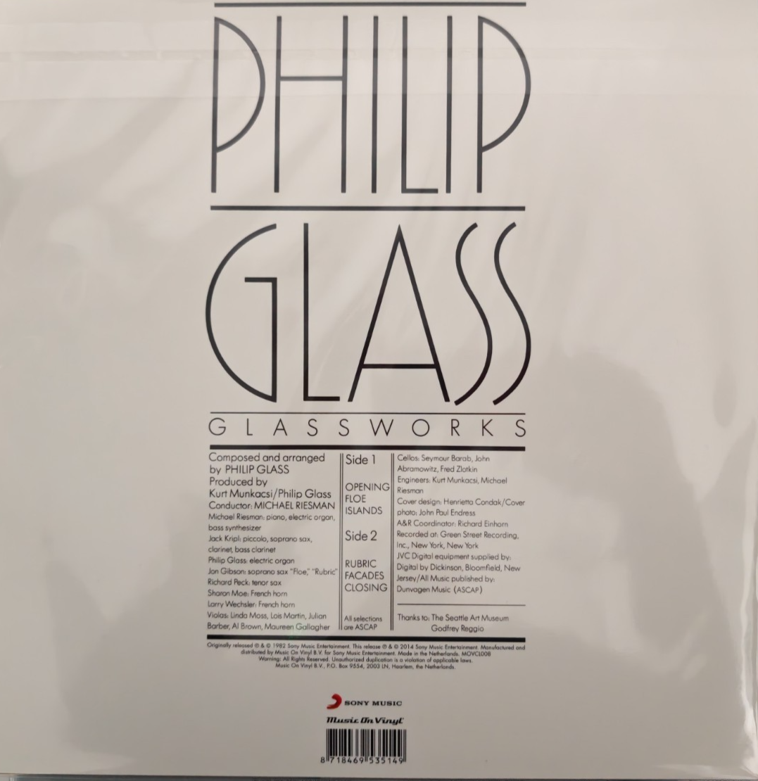 Phillip Glass Glassworks LP Album vinyl record remastered 2026 reissue 180g