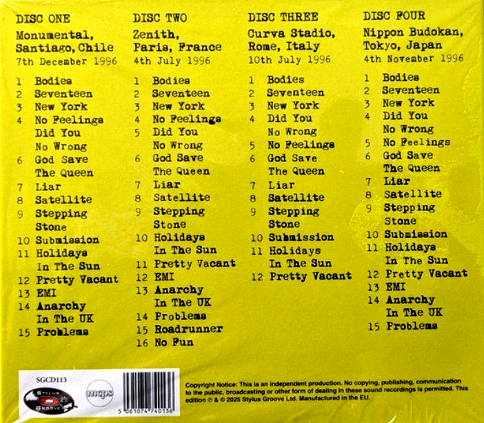 Sex Pistols Same Old Bollocks Here's The Sex Pistols 4 CD Compilation Reissue