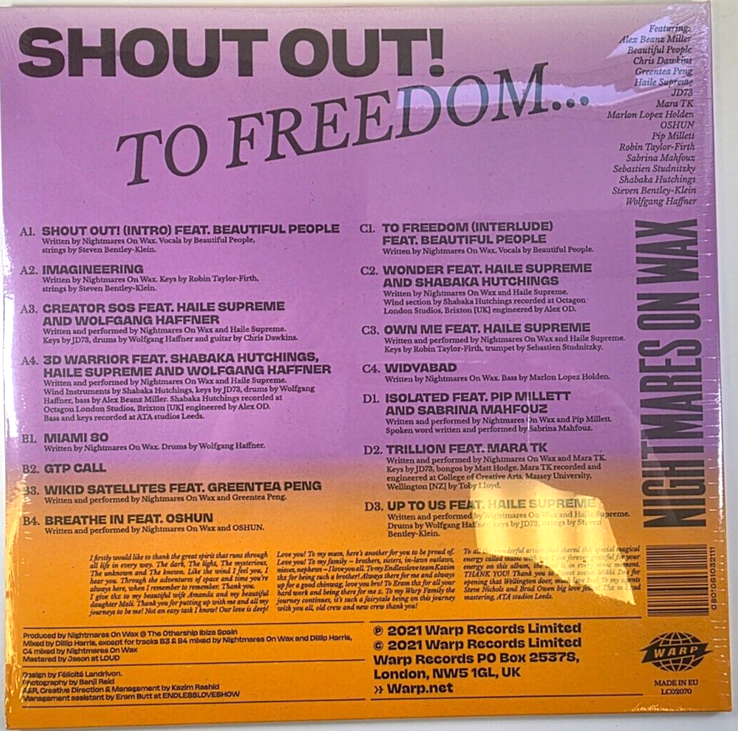 Nightmares On Wax Shout Out! To Freedom 2 x LP vinyl record on Warp Hip Hop 2021