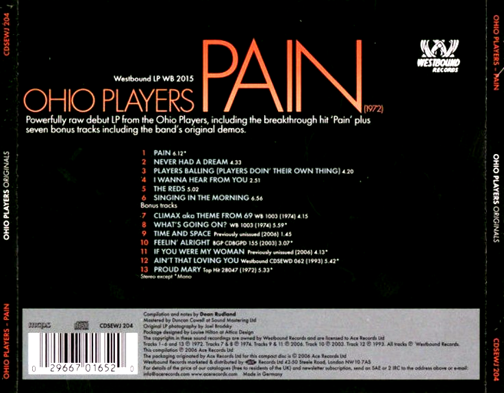 Ohio Players – Pain CD Album 2006 remastered reissue on Westbound Records