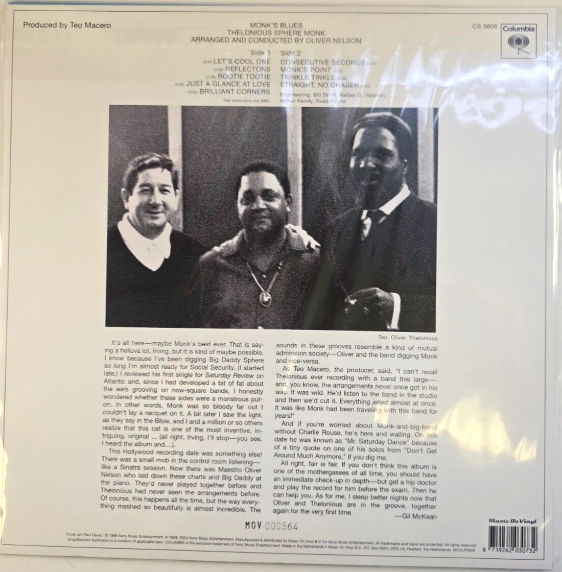 Thelonious Sphere Monk Monk's LP Album vinyl record  Limited Blue numbered 2024