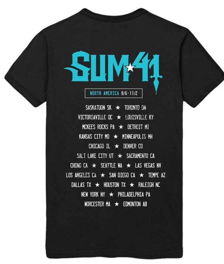 Sum 41 – Unisex T‑Shirt: Blue Demon (Black) (Back Print) – XXL Official Merch
