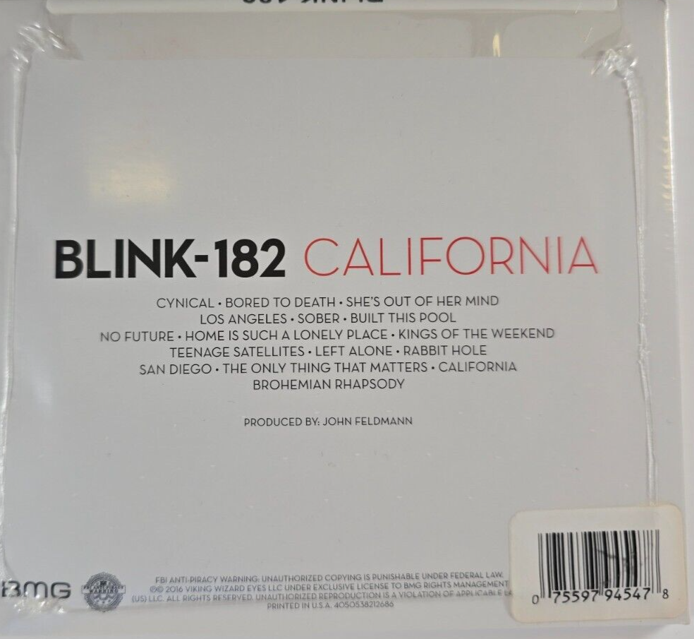 Blink-182 – California  CD Album 2016 in digipak on BMG Punk rock