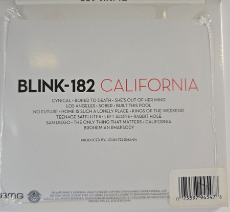 Blink-182 – California  CD Album 2016 in digipak on BMG Punk rock