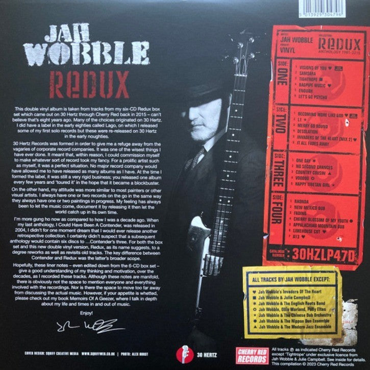 Jah Wobble Redux Anthology 1981 - 2015 LP Album Vinyl record RSD 2023 Splatter