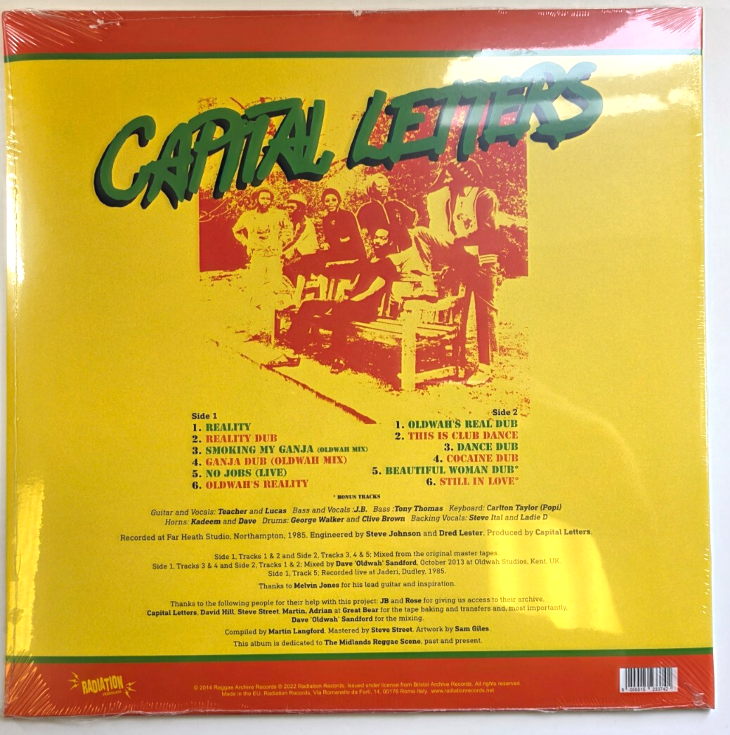 Capital Letters – Reality LP album vinyl record 2022 reissue on Radiation roots