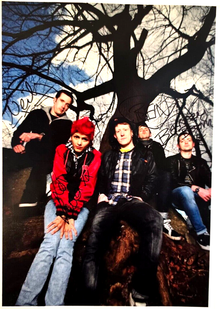 Sonic Boom Six Hand Signed presentation size A4 on glossy print by Band Members