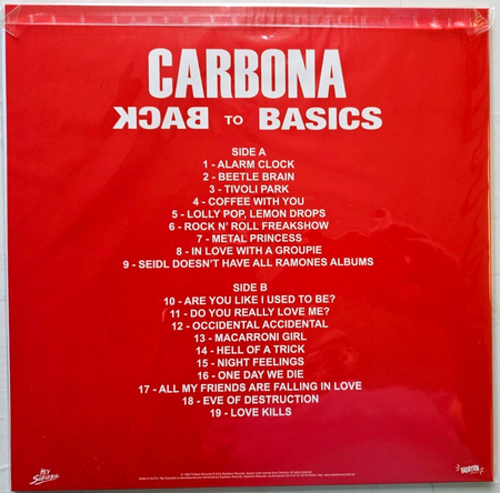 Carbona – Back To Basics 2022 limited reissue white LP Album vinyl record new