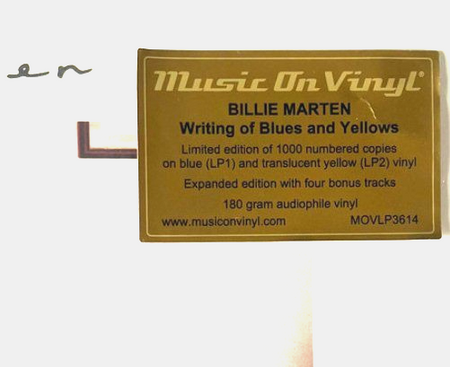 Billie Marten Writing Of Blues And Yellow  LP Album vinyl record deluxe coloured