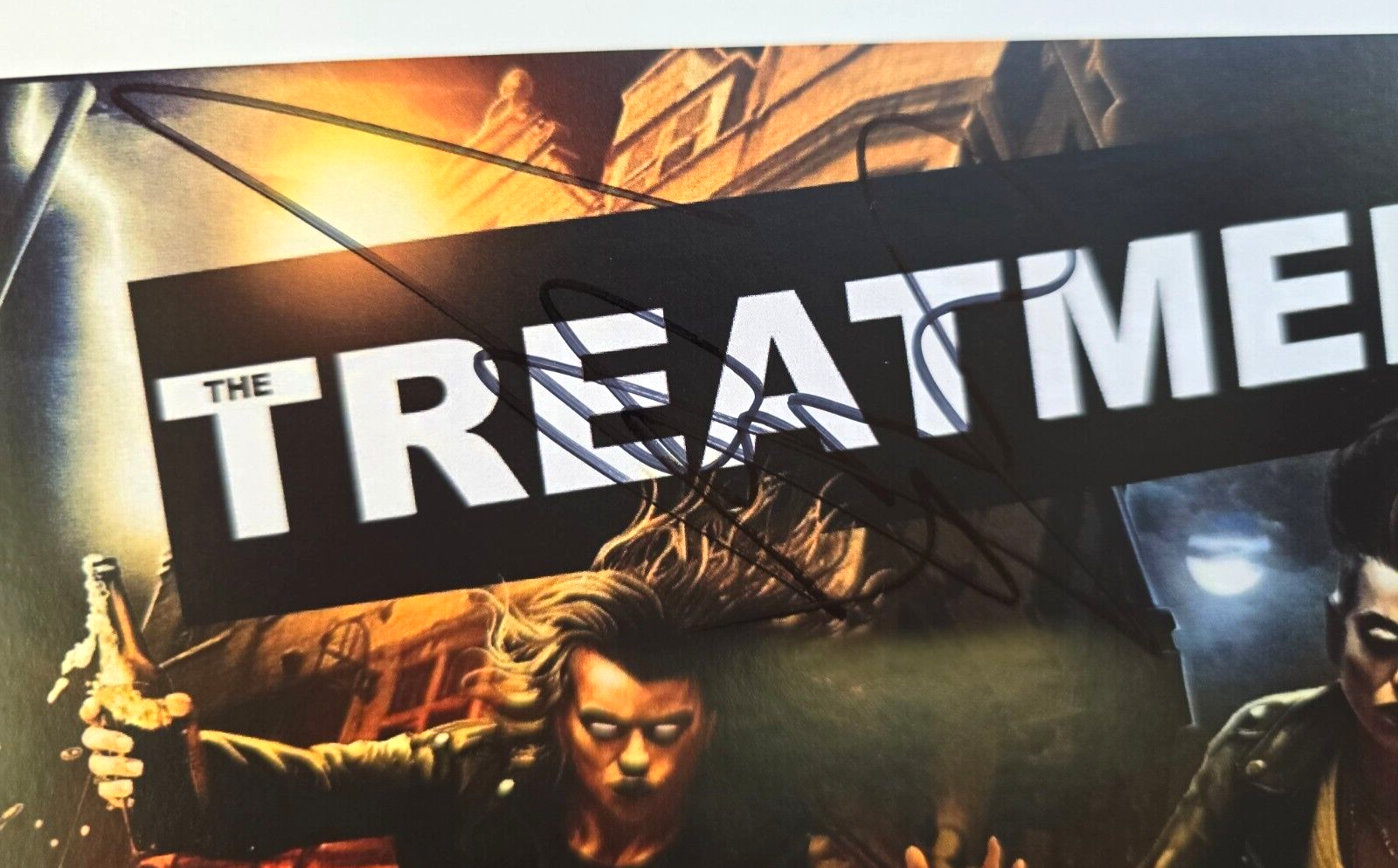 Treatment HAND Signed presentation size A4 on glossy print by the band rock