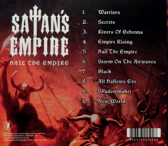 Satan's Empire Hail The Empire CD Album on Dissonance Productions in Digipak